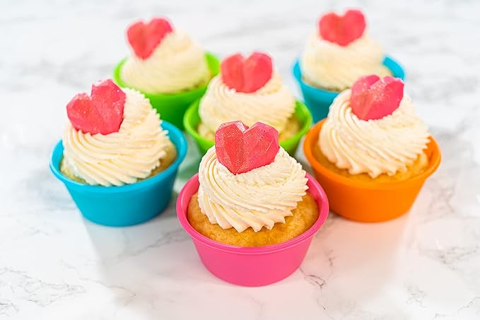 Silicone Jumbo Muffin Cups For Baking, Smooth Large Air Fryer Muffin Cups, 3 1/2 Inch Muffin Baking Cups, Jumbo Cupcake Liners - Set of 6