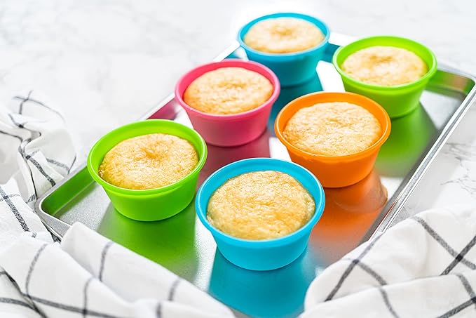 Silicone Jumbo Muffin Cups For Baking, Smooth Large Air Fryer Muffin Cups, 3 1/2 Inch Muffin Baking Cups, Jumbo Cupcake Liners - Set of 6