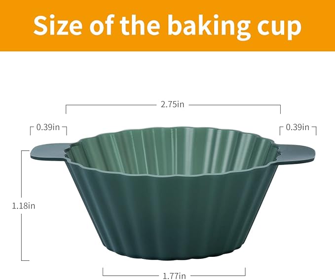 Silicone Cupcake Baking Cups 24 Pack Upgraded Reusable Muffin Liners Non-stick Cupcake Molds BPA Free, Dishwasher Safe