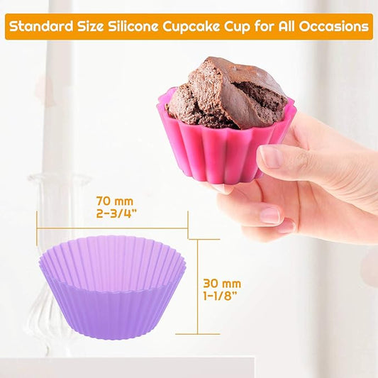 54 Pack Silicone Muffin Cups,  Silicone Cupcake Baking Cups Reusable Muffin Liners Cupcake Wrapper Cups Holders for Muffins, Cupcakes, and Candies