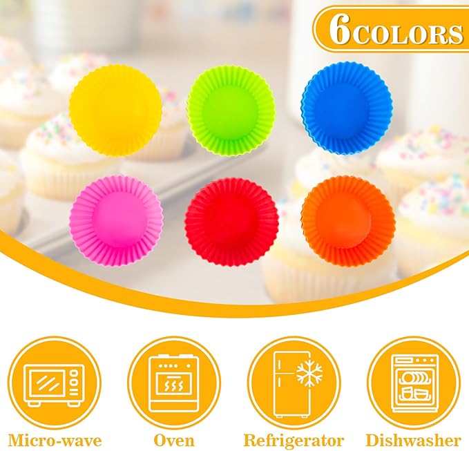 36 Pack Silicone Cupcake Baking Cups-Reusable & Non-stick Muffin Liners,Mini Silicone Muffin Cups Multicolor Cupcake Liners for Parties,Halloween,Christmas