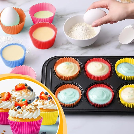 36 Pack Silicone Cupcake Baking Cups-Reusable & Non-stick Muffin Liners,Mini Silicone Muffin Cups Multicolor Cupcake Liners for Parties,Halloween,Christmas