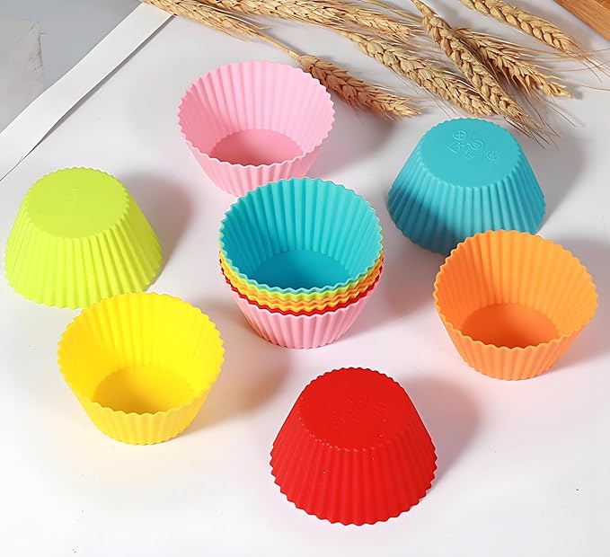 Baking Cups 24 Pack, Multi-color Reusable Silicone Cupcake Liners, Non-stick and Flexible Muffin Pans for Baking, Easy To Clean Cupcake Molds