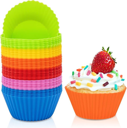 36 Pack Silicone Cupcake Baking Cups-Reusable & Non-stick Muffin Liners,Mini Silicone Muffin Cups Multicolor Cupcake Liners for Parties,Halloween,Christmas