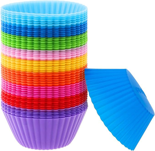 54 Pack Silicone Muffin Cups,  Silicone Cupcake Baking Cups Reusable Muffin Liners Cupcake Wrapper Cups Holders for Muffins, Cupcakes, and Candies