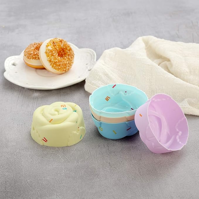 40PCS Silicone Cupcake Baking Cups Set for Muffins - 8 Shapes Including Round, Square, Star, Sunflower, Rose, Chrysanthemum, Flower, Pumpkin